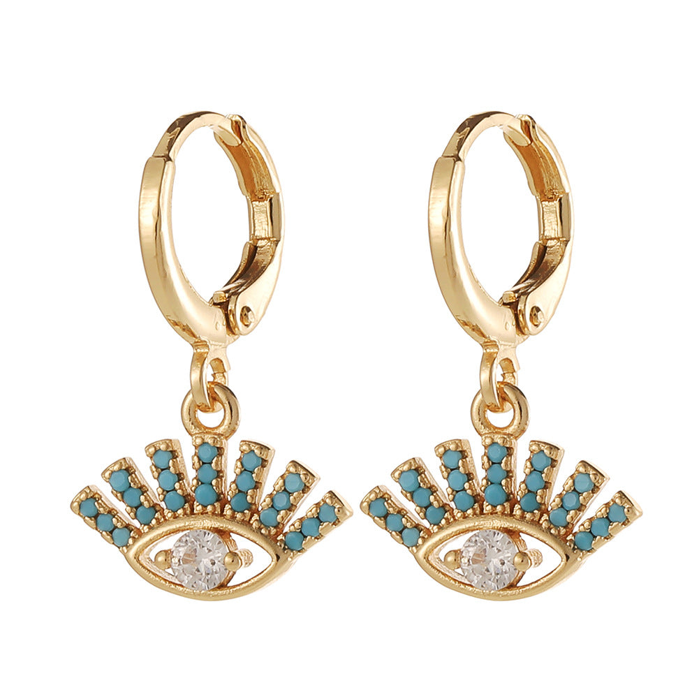 Pendientes de Ojos de Oro Real Gold Devil de cobre al por mayor de cobre